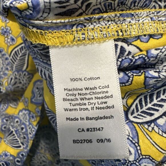 Talbots Paisley Printed Tunic Top Plus Size 3X Yellow Blue Office Career Resort - Picture 8 of 10
